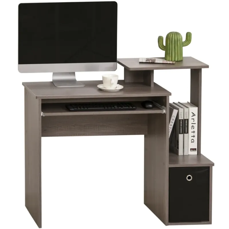 Computer Desk with Sliding Keyboard Tray and Storage Drawer - Grey