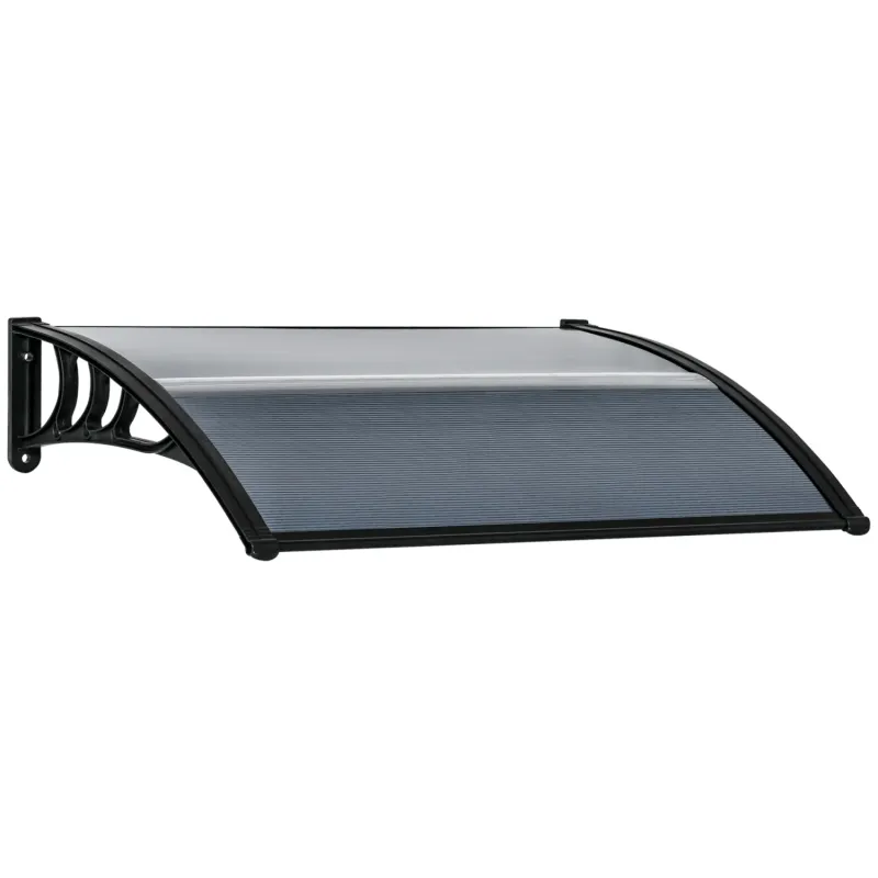 Outdoor Door Canopy Window Awning, 100 x 75cm - Black