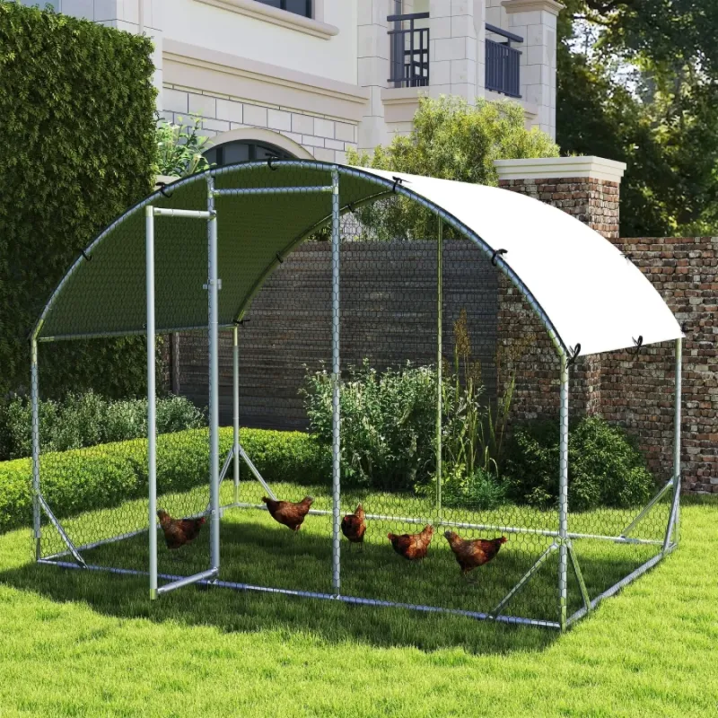 2.8m x 1.9m Walk-In Galvanised Chicken Run with Water-Resistant Cover