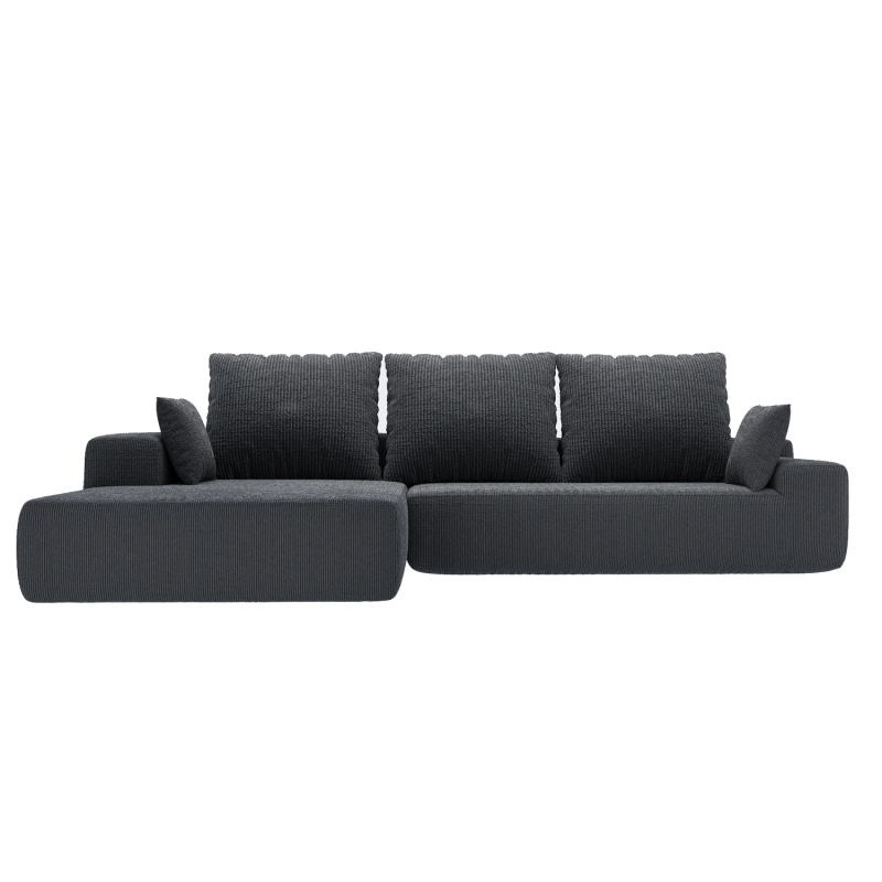 GreenForest 4 Seater L-Shaped Modular Sofa Bed in Dark Grey Corduroy