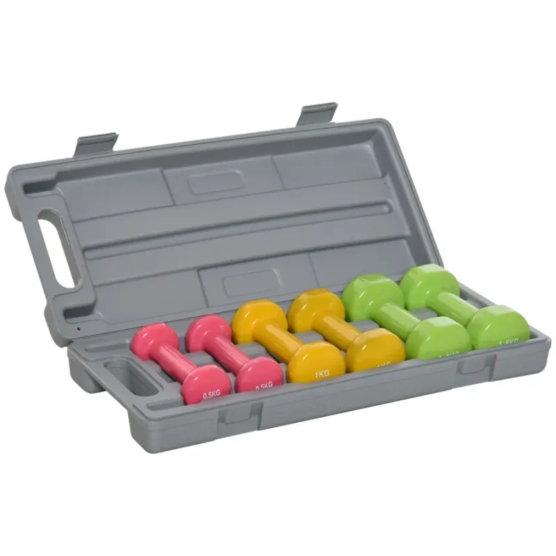 6kg Dumbbell Set with Storage Case - Colour Coded Weights