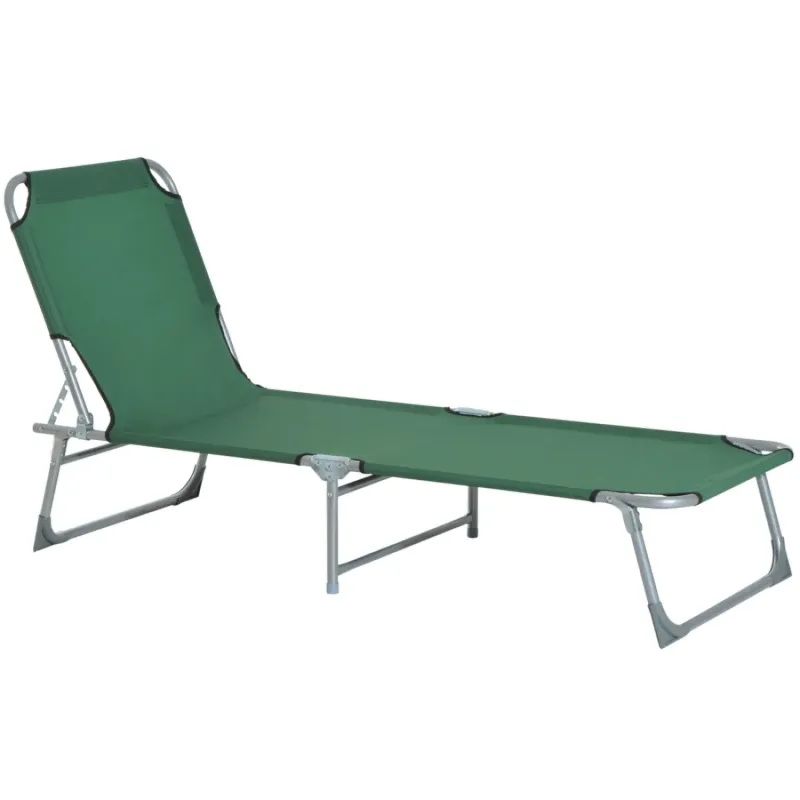 Reclining Sun Lounger and Folding Camping Bed - Green