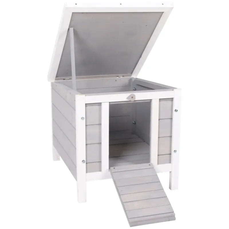 Grey Wooden Outdoor Rabbit & Guinea Pig Hutch, 51cm