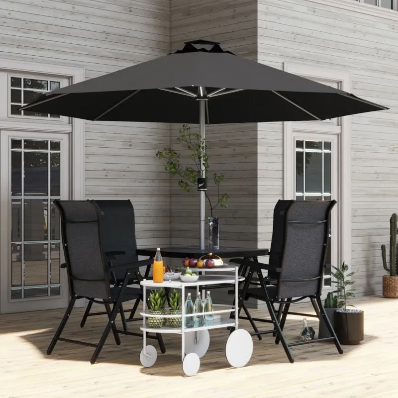  3m Solar Powered LED Garden Parasol with USB-C Charging - Grey
