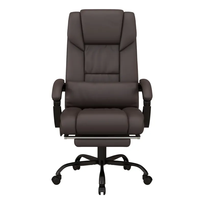 6-Point Massage Reclining Office Chair with Footrest - Brown