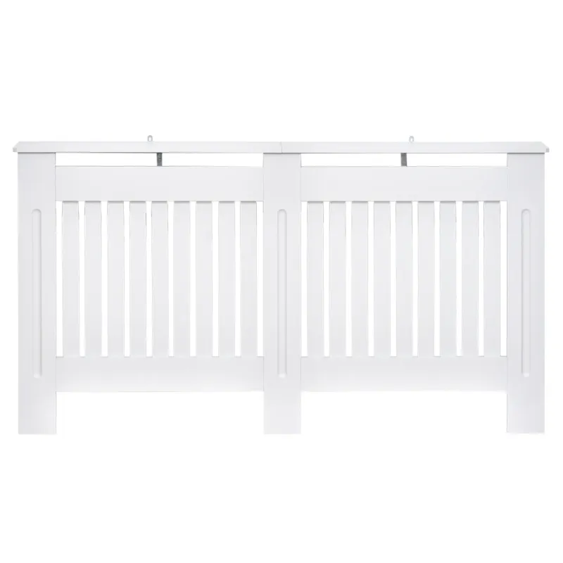 Large Slatted White Radiator Cover - 152cm