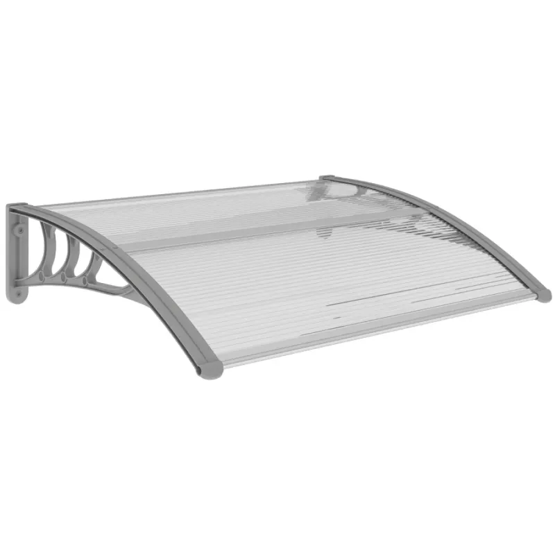 Clear Polycarbonate Front Door Canopy - 100 x 75cm UV-Resistant Porch Awning