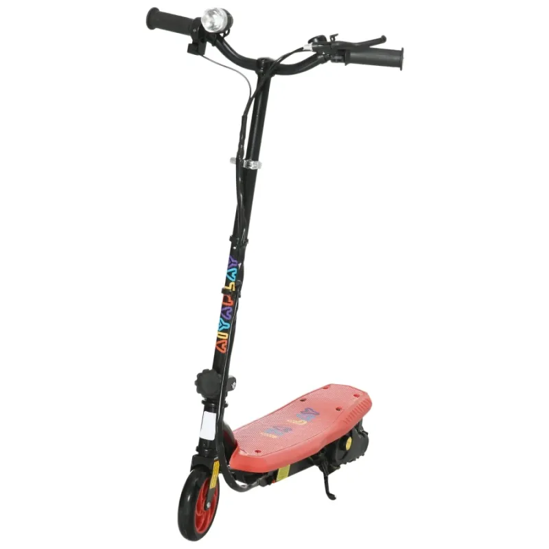 Kids' Foldable Electric Scooter with LED Headlights & Adjustable Height - Red