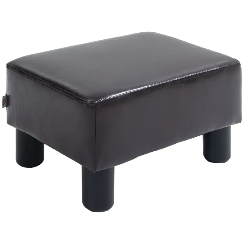 Footstool Ottoman Cube with Faux Leather Upholstery - Brown