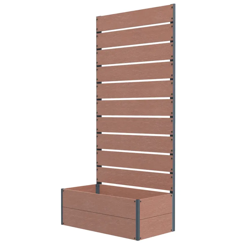 WPC Garden Planter Box with Trellis - Brown