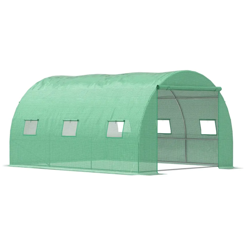 Outsunny 4 x 3m Walk-In Polytunnel Greenhouse with 6 Windows