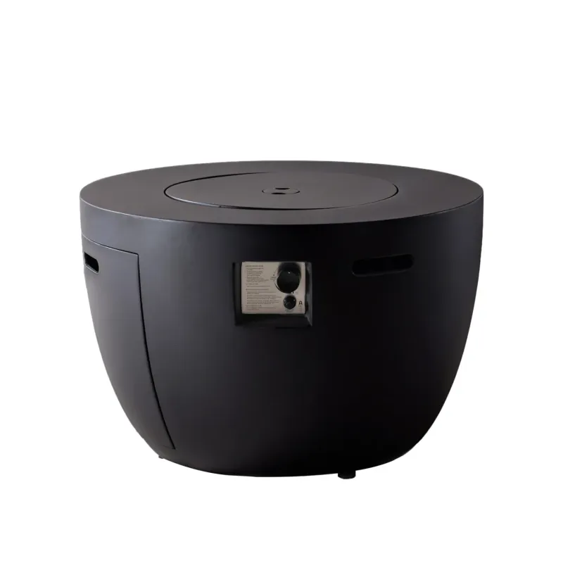 Round Gas Fire Pit Table with Hidden Tank and Lid - 50,000 BTU - Dark Grey