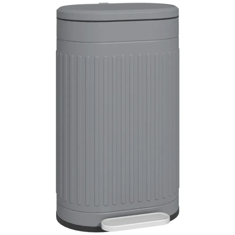 30L Metal Kitchen Pedal Bin with Soft-Close Lid - Grey