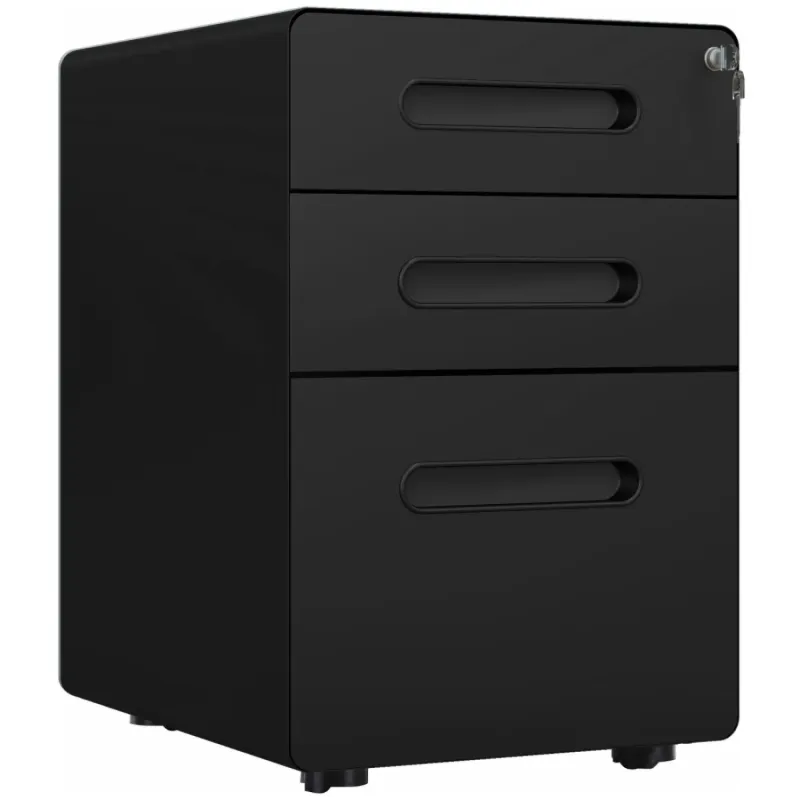 3 Drawer Steel Lockable Filing Cabinet - Black