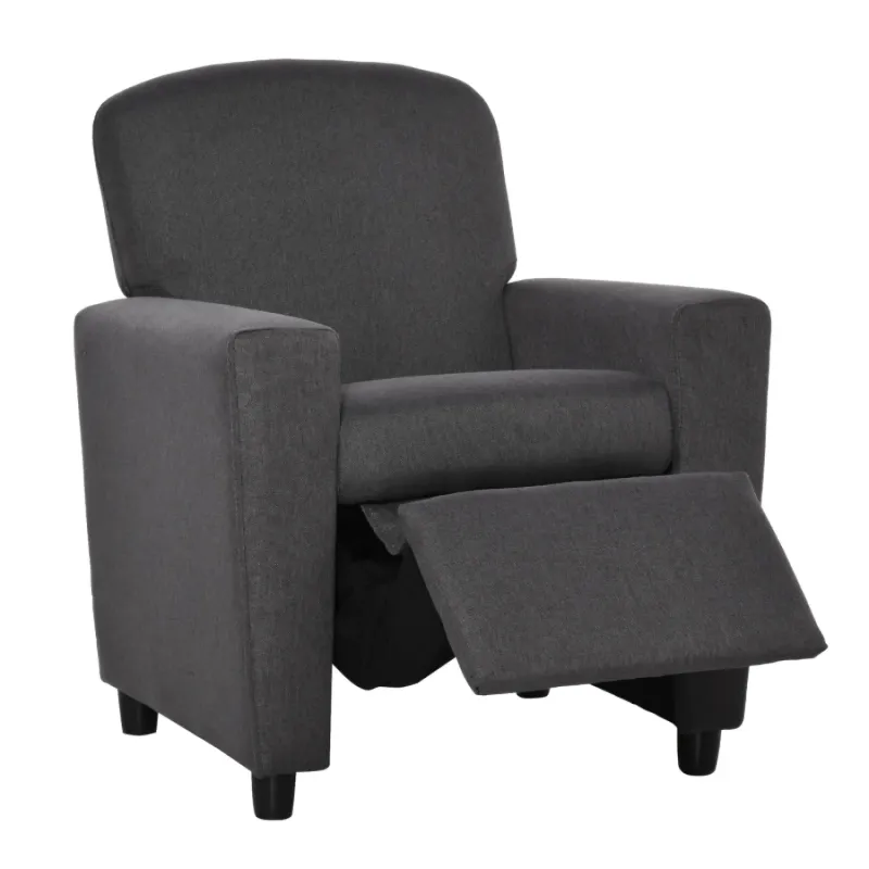 Reclining Kids Armchair with Integrated Footrest, Grey