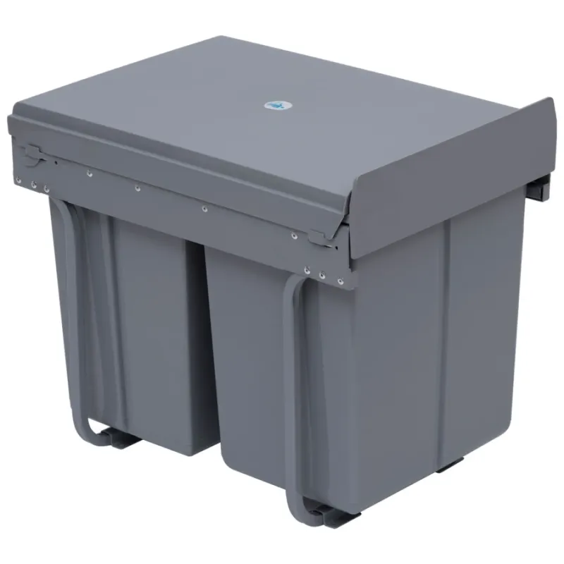 40L Grey Pull Out Kitchen Recycling Bin for 40cm Cupboard (1 x 20L & 2 x 10L)