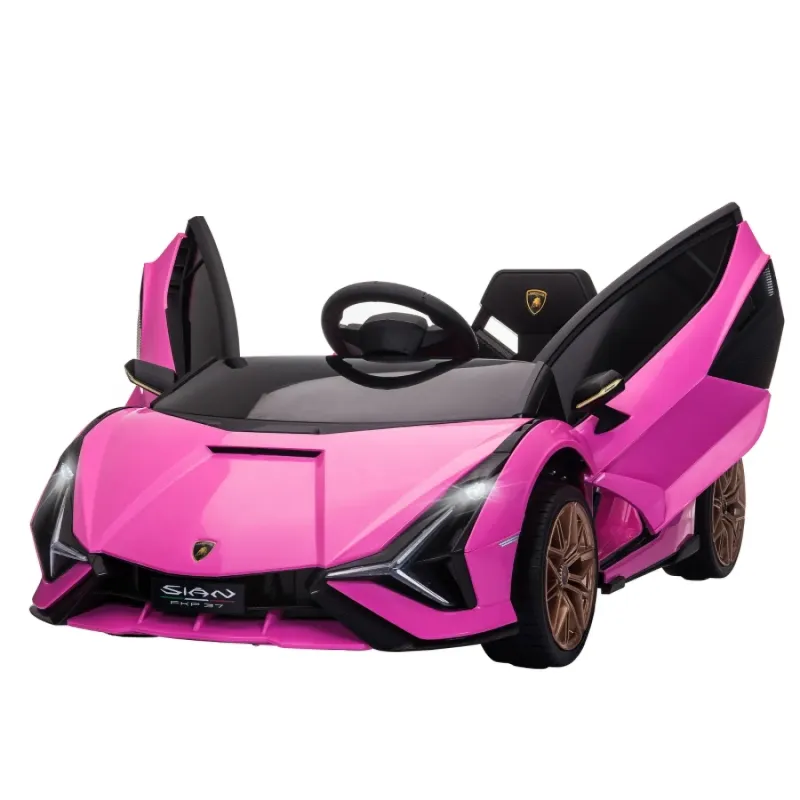 12V Licensed Lamborghini Sian Kids' Electric Ride-On Car with Remote Control - Pink