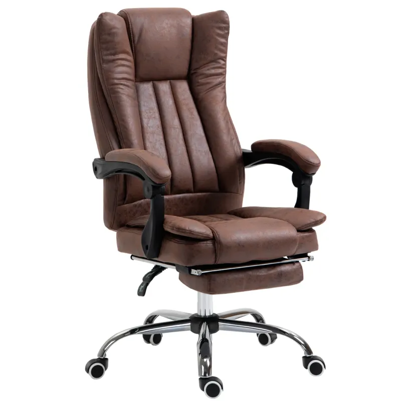 Executive Microfibre Recliner Office Chair with Footrest - Brown