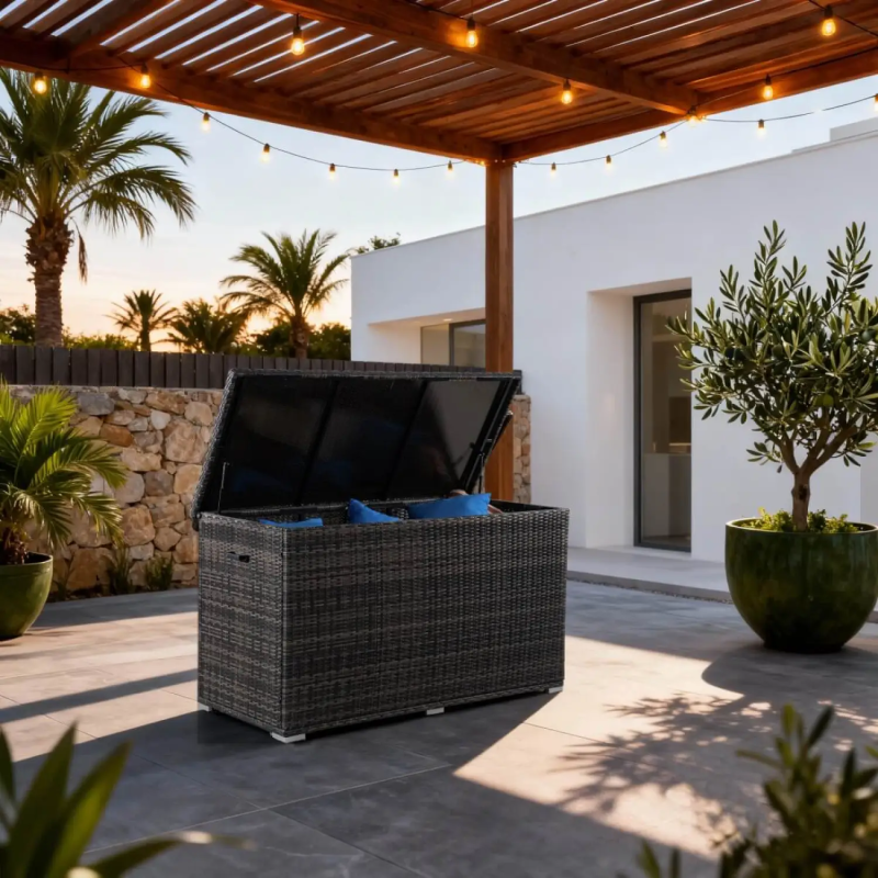 Extra Large 983L Weatherproof Rattan Outdoor Storage Box - Brown