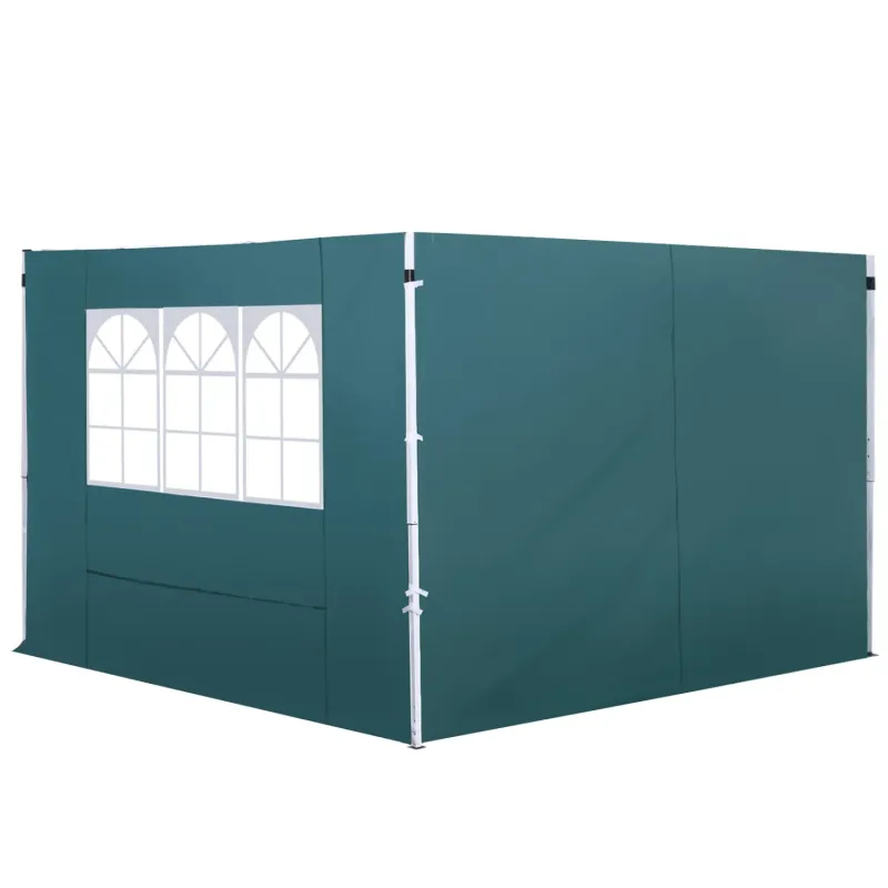 3m Gazebo Replacement Side Panels with Window (Pack of 2) - Dark Green