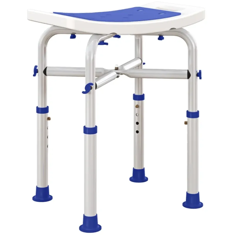 Aluminium Height Adjustable Shower Stool with Padded Seat - White