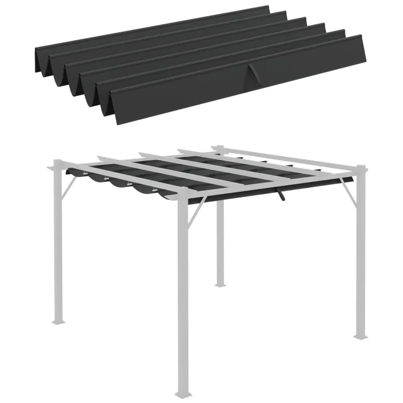 Outsunny 3 x 3m Retractable Pergola Replacement Canopy Fabric - Dark Grey