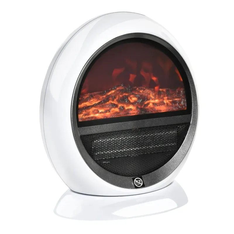 Portable Tabletop Electric Fireplace Heater with Rotatable Head, 1500W - White