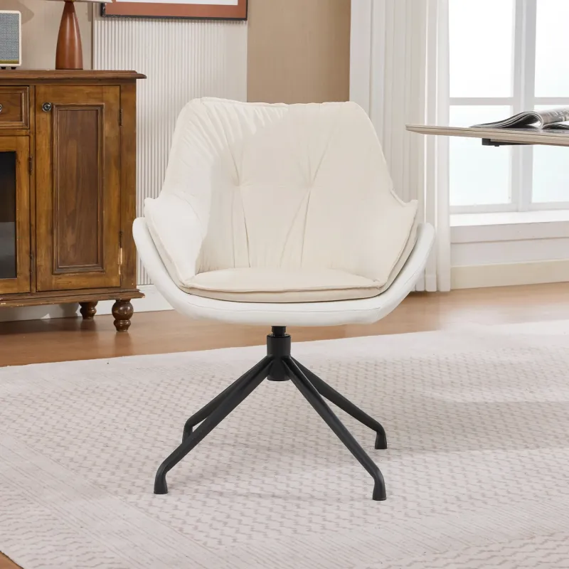 Swivel Home Office Chair with Auto-Return Base in Artificial Leather