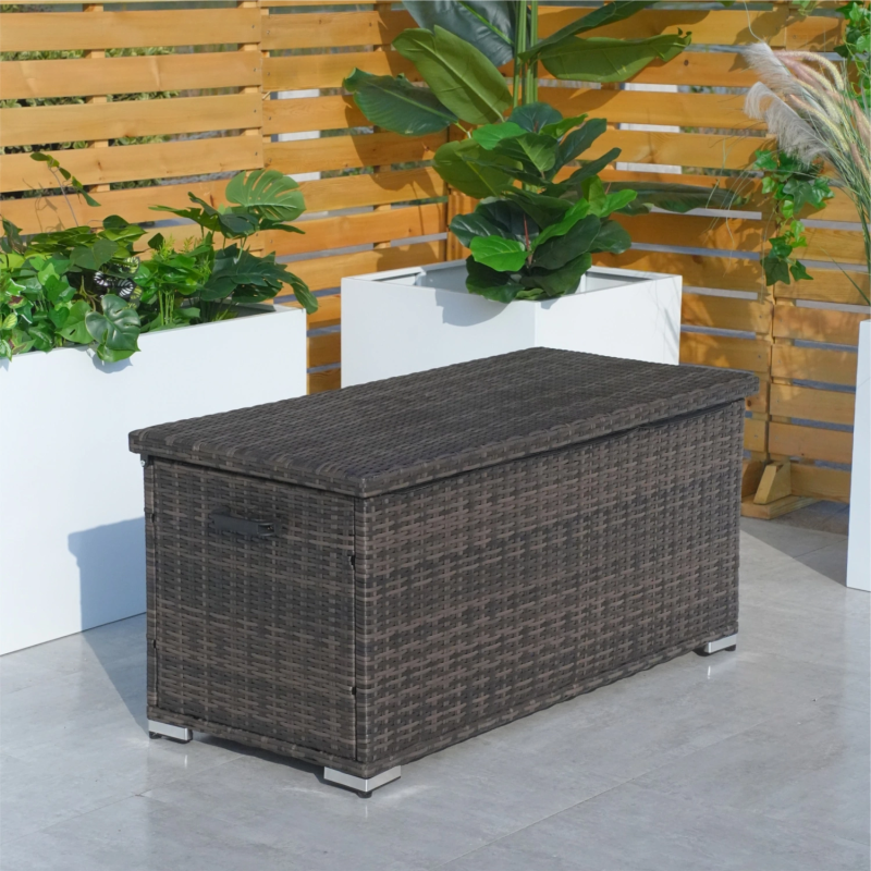 Weatherproof PE Rattan Outdoor Garden Storage Box with 243L Capacity