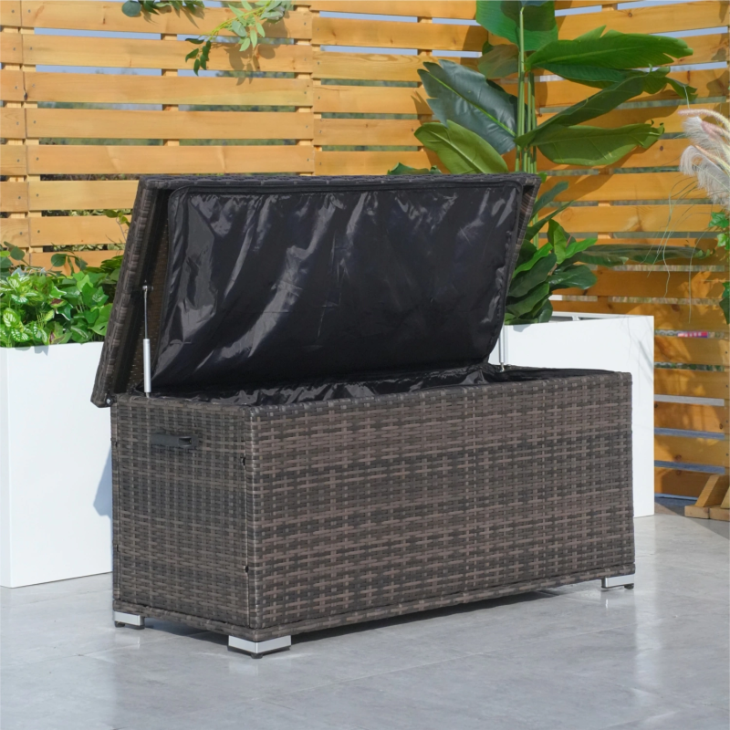 243L PE Rattan Garden Storage Box with Waterproof Lid