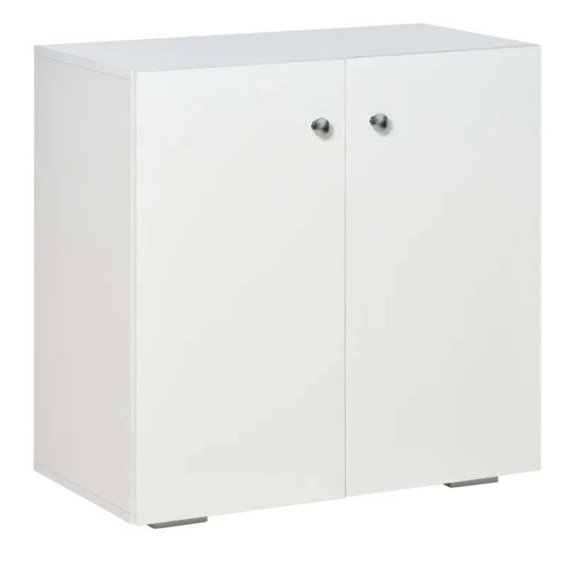 Particleboard Sideboard, 70 x 70cm, in White, with Two Shelves
