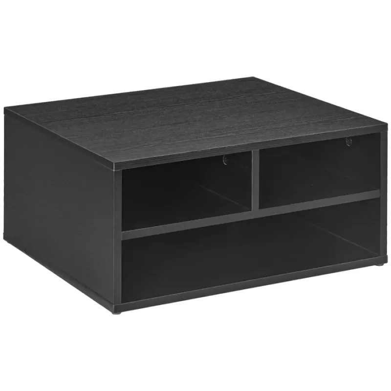 Three-Compartment Printer Stand Storage Cabinet - Black