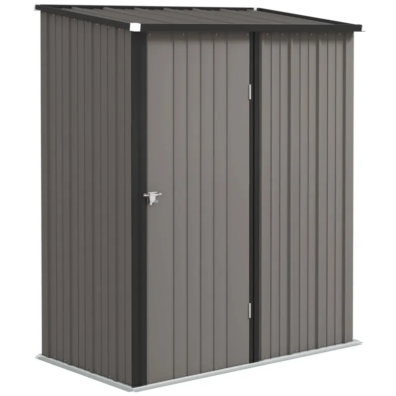  5.3 x 3.1ft Galvanised Steel Garden Storage Shed - Light Grey