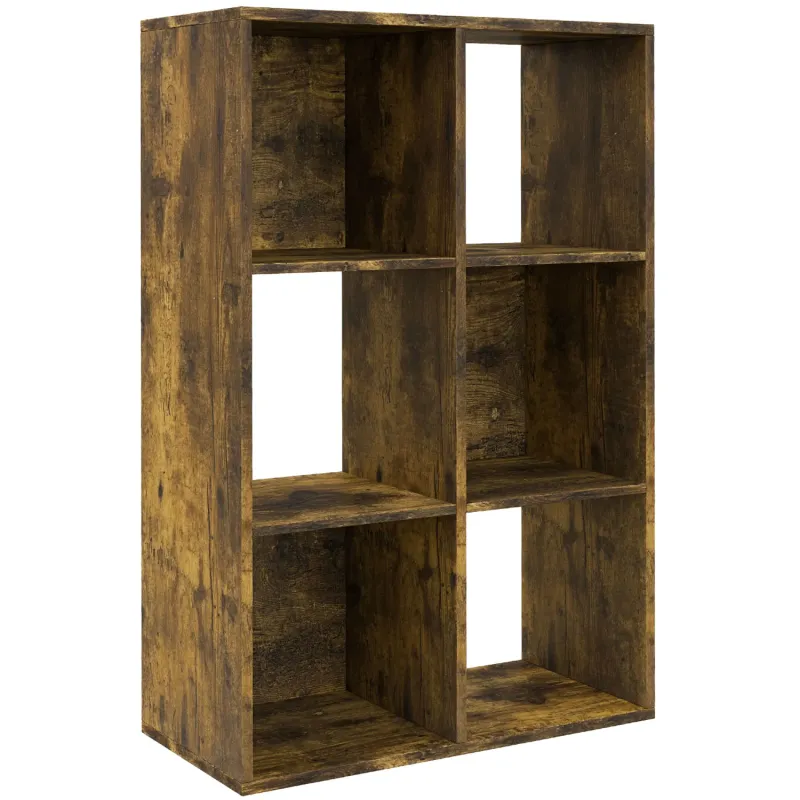 6-Cube Bookshelf in Rustic Brown