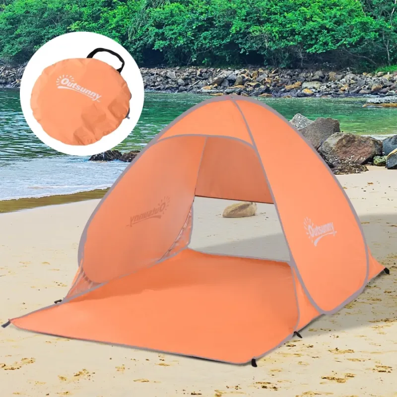 2 Person Pop Up UV Beach Shelter - Orange