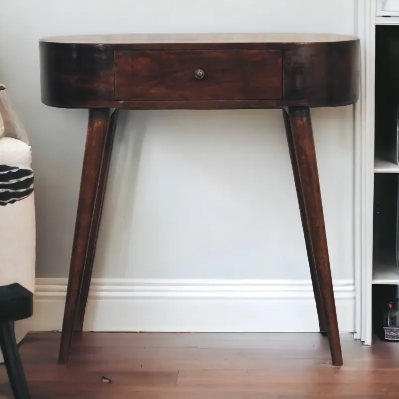 Albion Solid Wood Console Table with 1 Drawer - Walnut