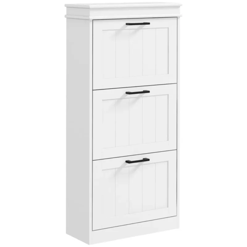 Three-Drawer Shoe Storage Cabinet - White