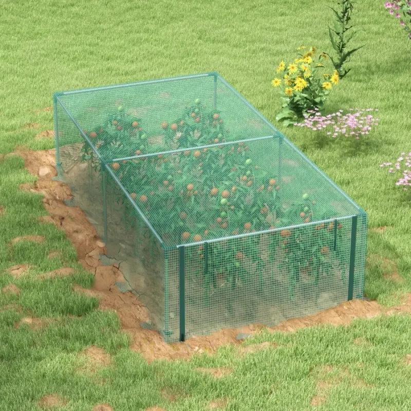 8ft x 4ft Steel Fruit and Vegetable Protection Cage with Zipped Door - Green