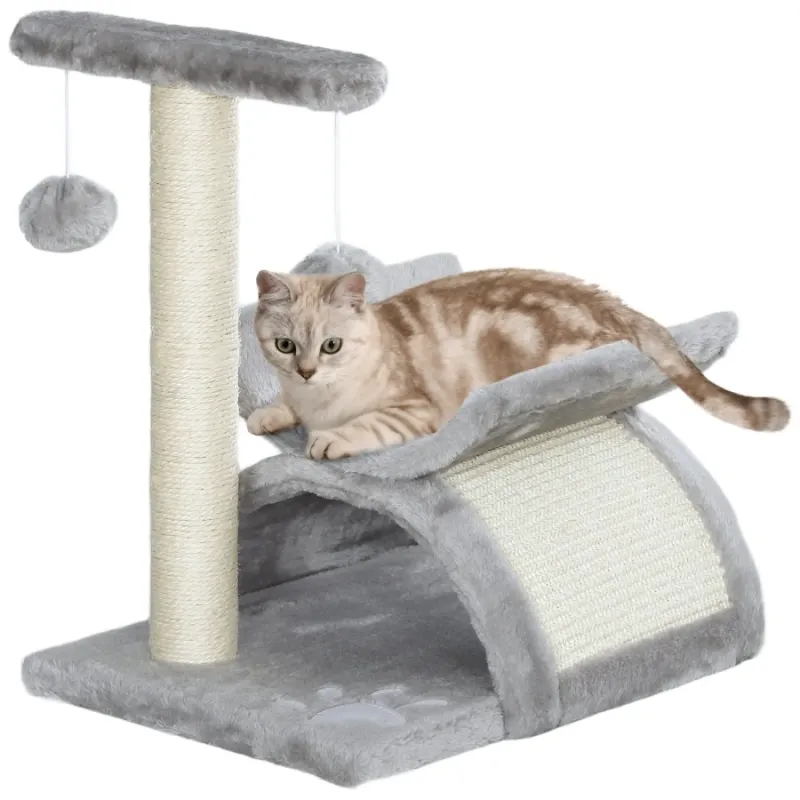 Kitten Cat Tree with Tunnel and Sisal Scratching Post - Grey