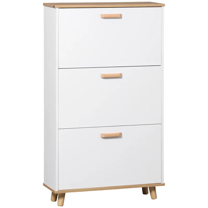 3 Drawer Narrow Shoe Cabinet - White