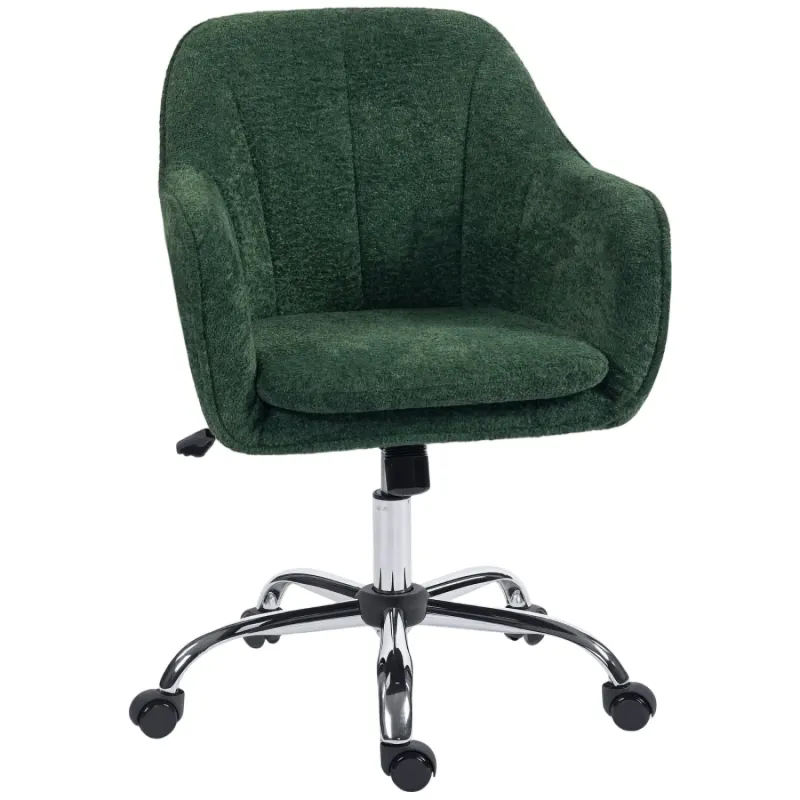  Dark Green Velvet-Feel Office Chair with Rocking Function