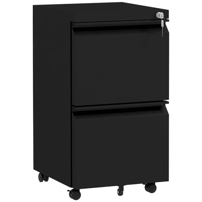 2-Drawer Steel Mobile Filing Cabinet - Black