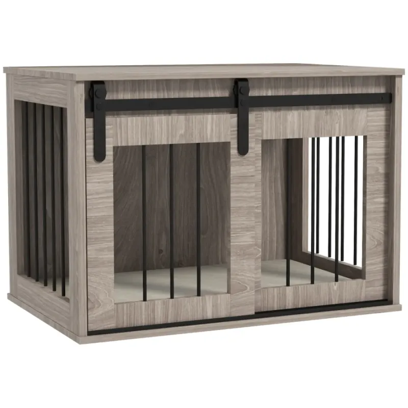 Chestnut Wood Effect Dog Crate Side Table for Medium Dogs - Brown