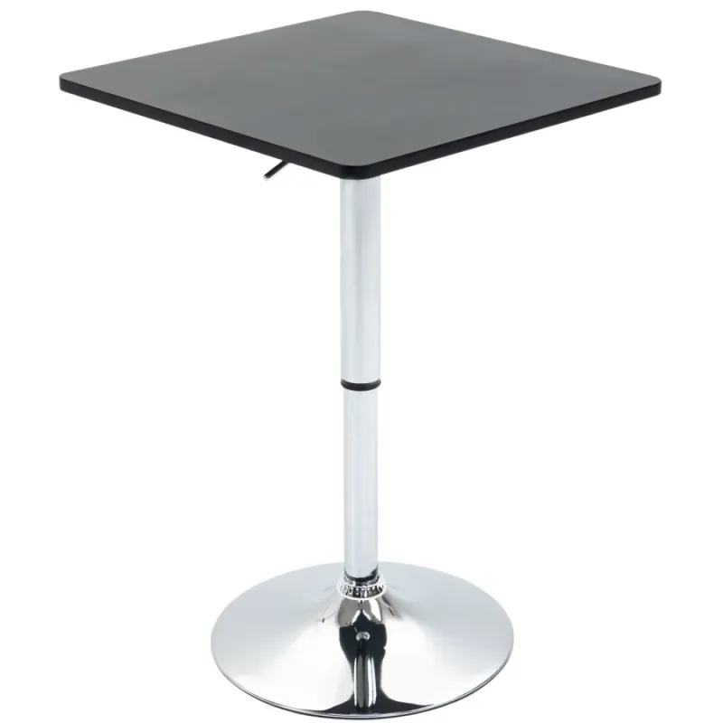 Square Height Adjustable Swivel Bar Table - Black and Silver