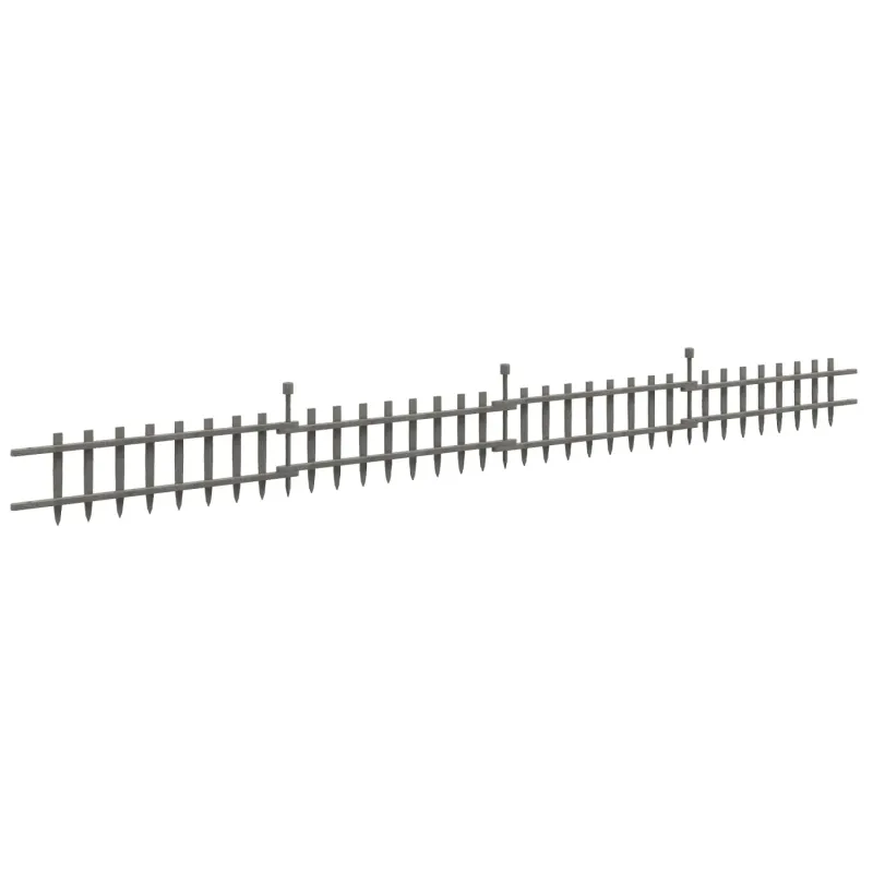 4-Piece Wooden Garden Border Fencing Set, 243cm - Grey
