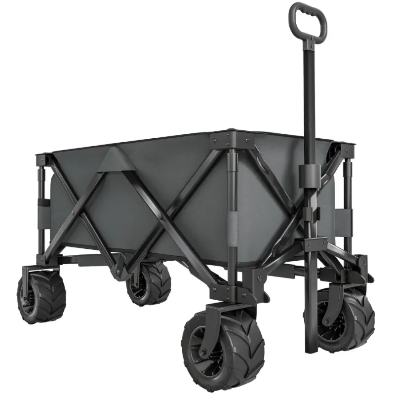 Heavy Duty Folding Garden Trolley and Beach Wagon Cart - Dark Grey