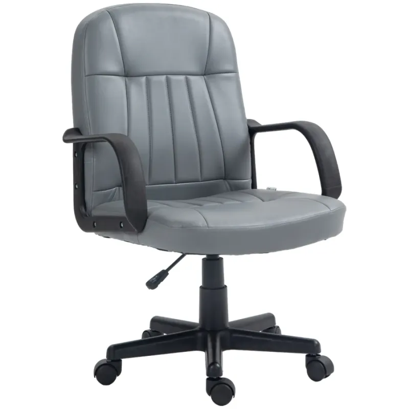 Swivel Executive Office Chair in Grey PU Leather