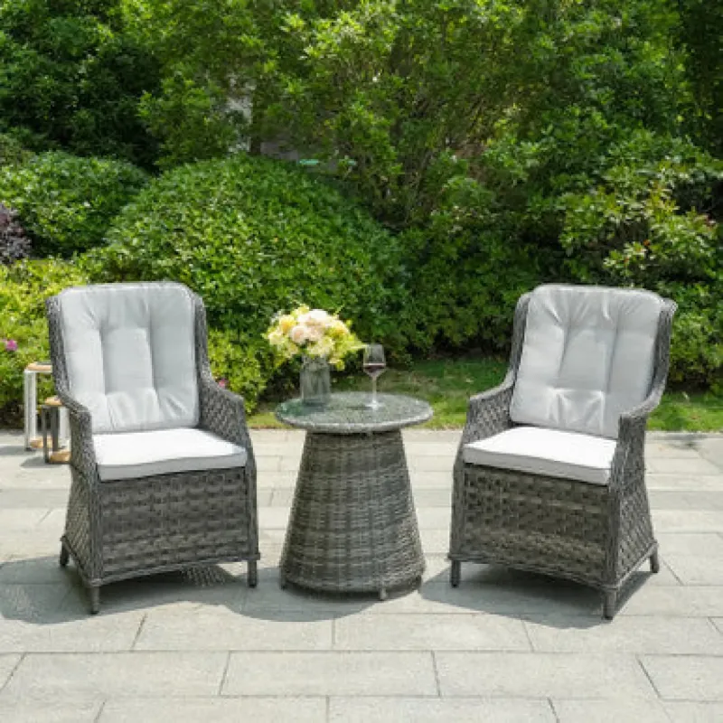 Ravenna 3-Piece Grey Rattan Garden Bistro Set