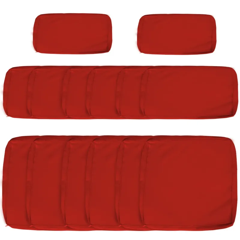 14-Piece Outdoor Cushion Cover Set - Red