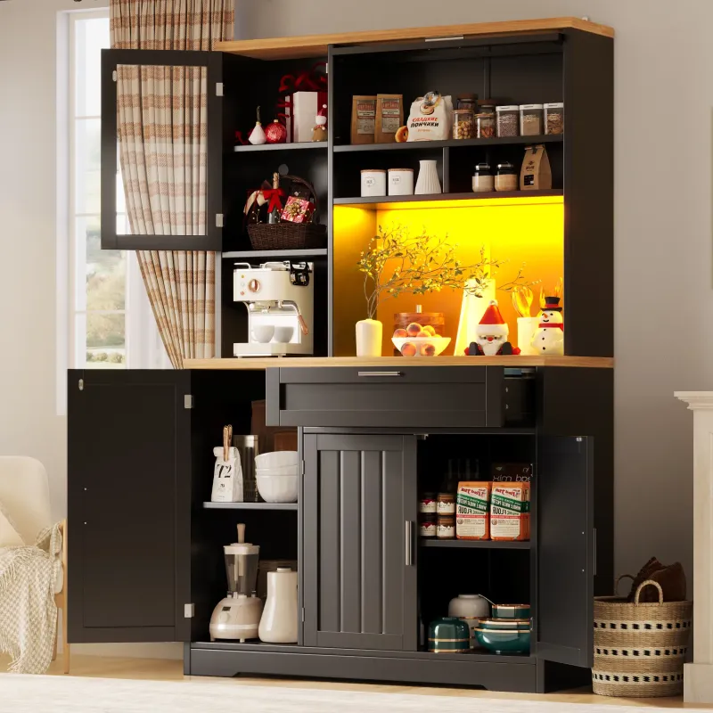 104cm Tall Display Cabinet with App-Controlled LED Lighting - White & Black